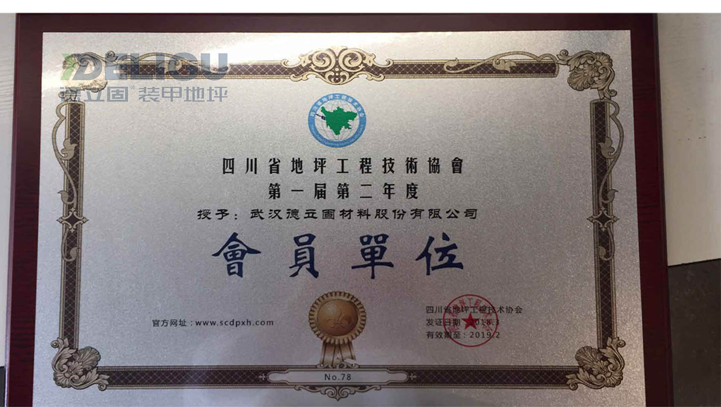四川地坪協(xié)會授予德立固會員單位